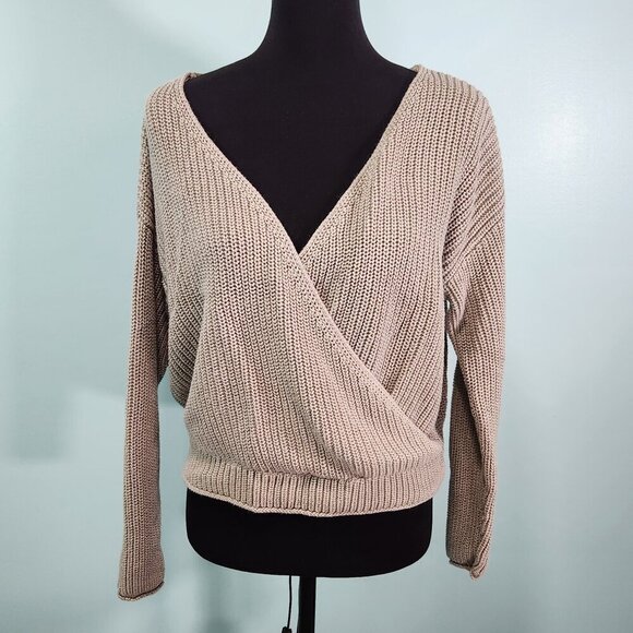 Moon and Madison Crossover Sweater Medium Brown/Green - Picture 1 of 9